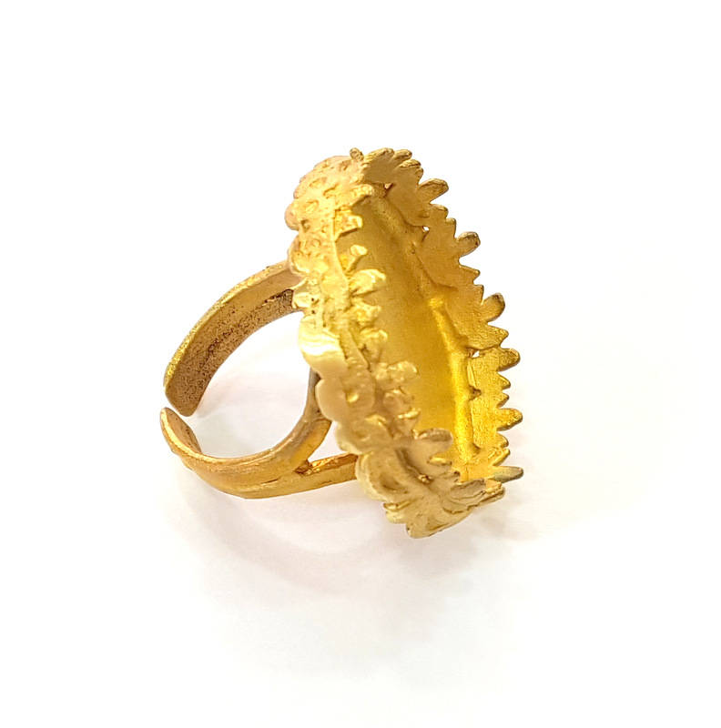 Raw Brass Ring Blank Bezel Settings Cabochon Base Mountings Adjustable (25mm blank ) G10457