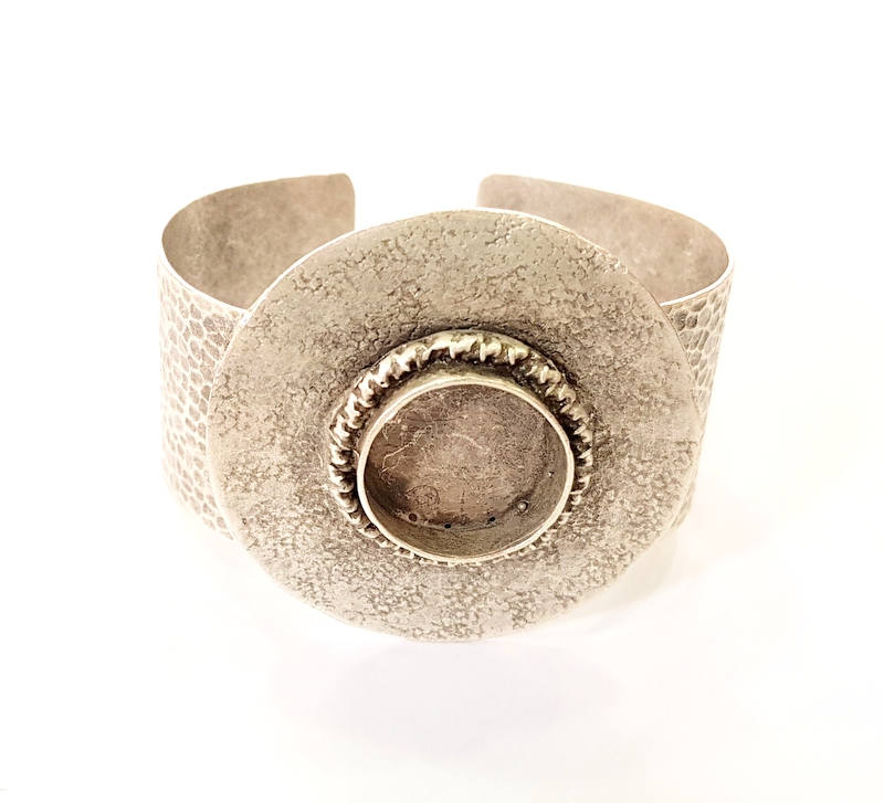 Bracelet Blanks Bangle Blanks Cuff Blanks Adjustable Hammered Bracelet Blank Antique Silver Plated Brass ( 20mm Blanks ) G14412