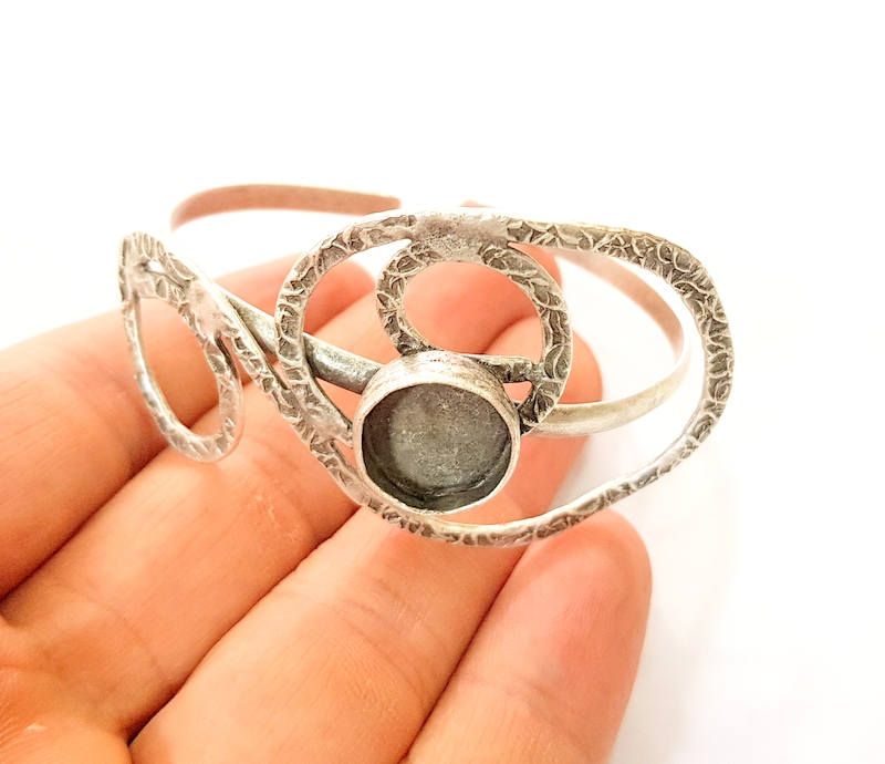 Bracelet Blanks Bangle Blanks Cuff Blanks Adjustable Bracelet Blank Antique Silver Plated Brass ( 13mm Blanks ) G7675