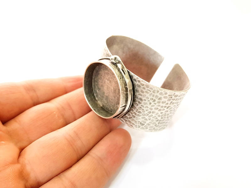 Bracelet Blanks Bangle Blanks Cuff Blanks Adjustable Hammered Bracelet Blank Antique Silver Plated Brass ( 30mm Blanks ) G7676