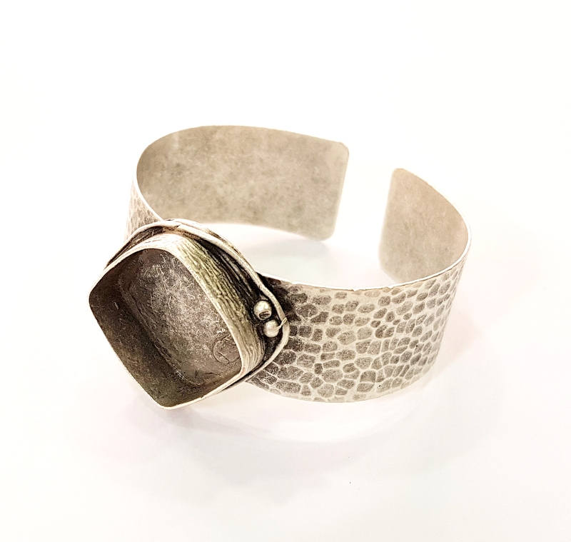Bracelet Blanks Bangle Blanks Cuff Blanks Adjustable Hammered Bracelet Blank Antique Silver Plated Brass ( 22mm Blanks ) G7680