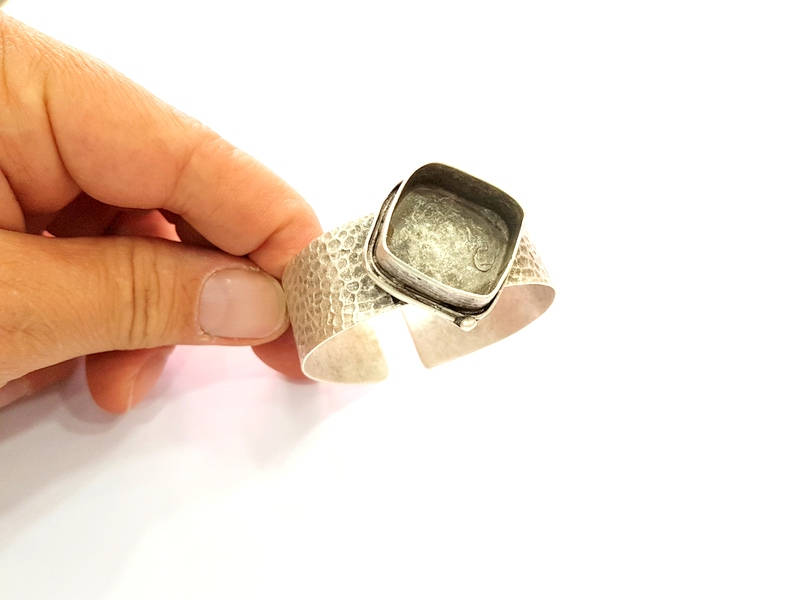 Bracelet Blanks Bangle Blanks Cuff Blanks Adjustable Hammered Bracelet Blank Antique Silver Plated Brass ( 22mm Blanks ) G7680