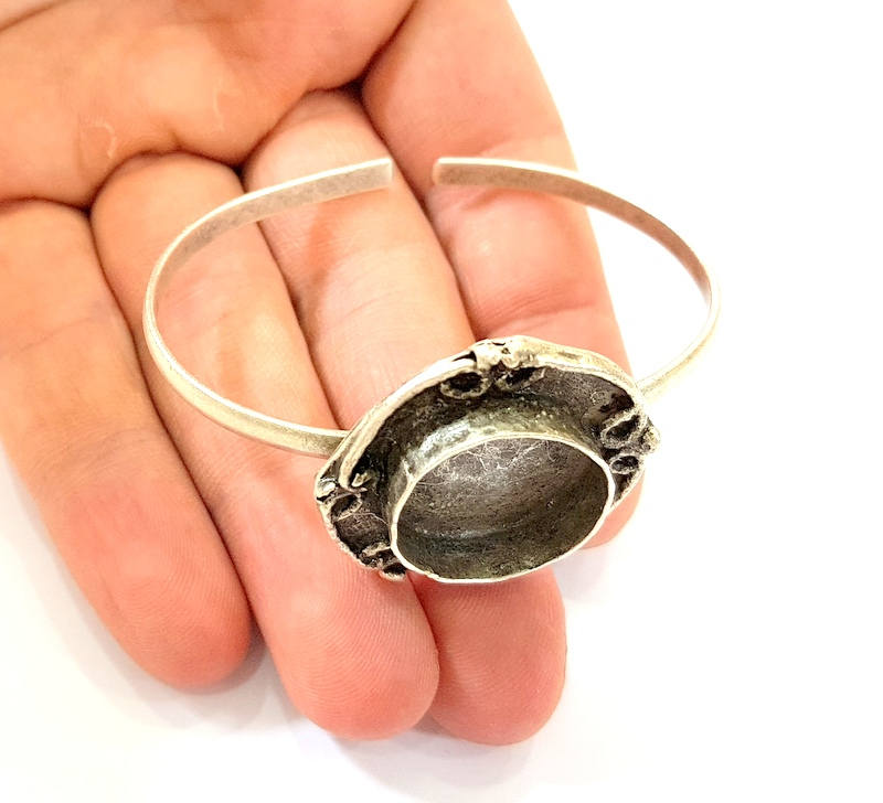 Silver Bangle Blanks Bracelet Blanks Cuff Blanks Adjustable Bracelet Blank Antique Silver Plated Brass ( 20mm Blanks ) G7690