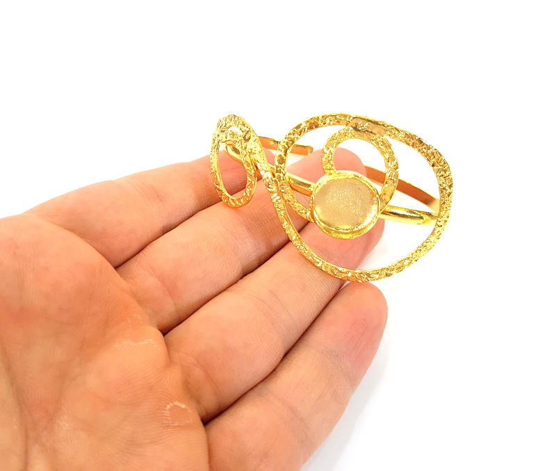 Gold Bangle Blanks Bracelet Blanks Cuff Blanks Adjustable Bracelet Blank Gold Plated Brass (14mm Blanks ) G7699