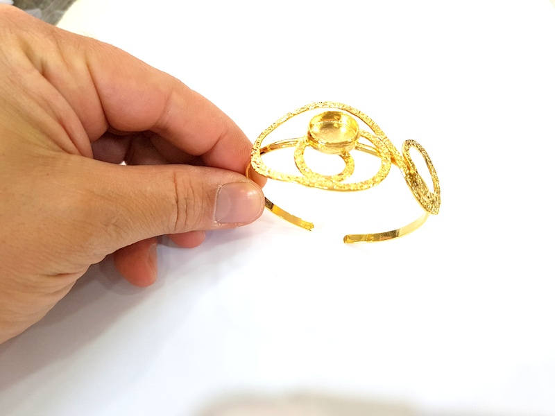 Gold Bangle Blanks Bracelet Blanks Cuff Blanks Adjustable Bracelet Blank Gold Plated Brass (14mm Blanks ) G7699