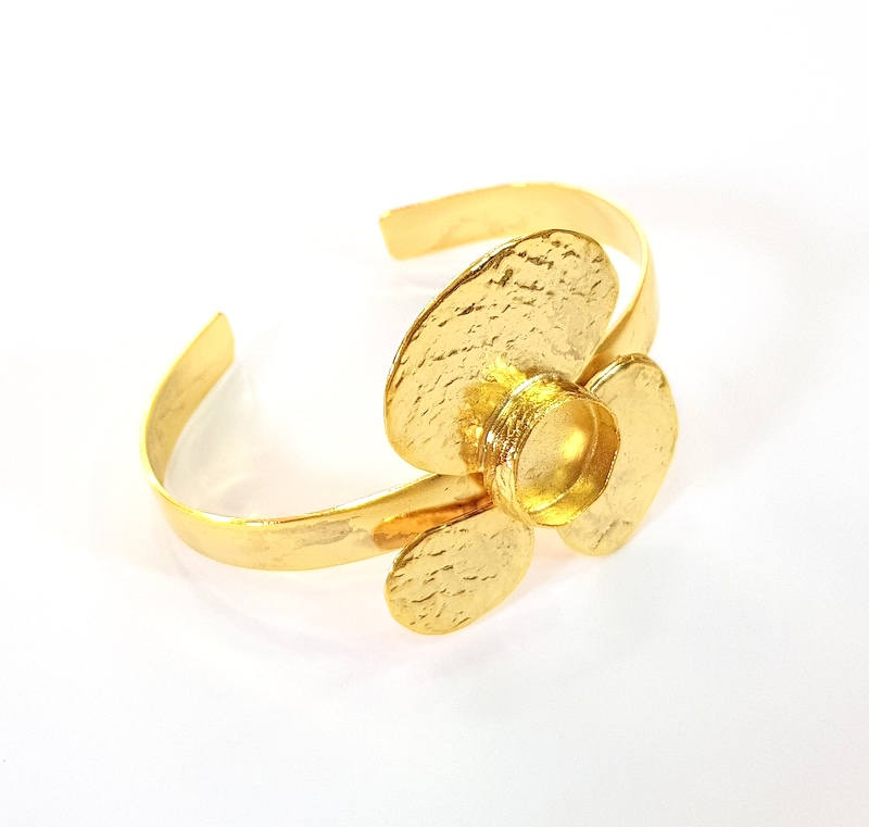 Gold Bangle Blanks Bracelet Blanks Cuff Blanks Adjustable Bracelet Blank Gold Plated Brass (14mm Blanks ) G7705