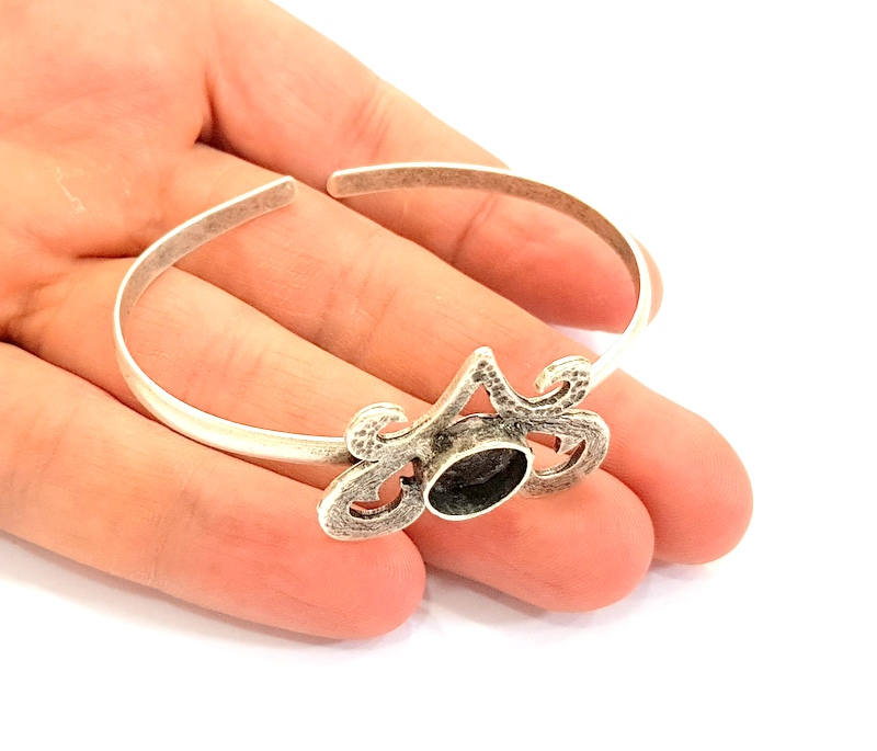 Bracelet Blanks Bangle Blanks Cuff Blanks Adjustable Bracelet Blank Antique Silver Plated Brass ( 10mm Blanks ) G7707