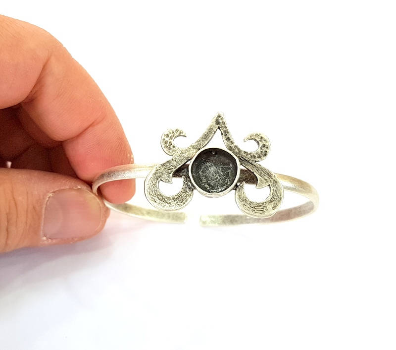 Bracelet Blanks Bangle Blanks Cuff Blanks Adjustable Bracelet Blank Antique Silver Plated Brass ( 10mm Blanks ) G7707