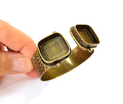Antique Bronze Bracelet Blanks Bangle Blanks Cuff Blanks Adjustable Bracelet Blank Antique Bronze Plated Brass ( 20mm square Blanks ) G7724