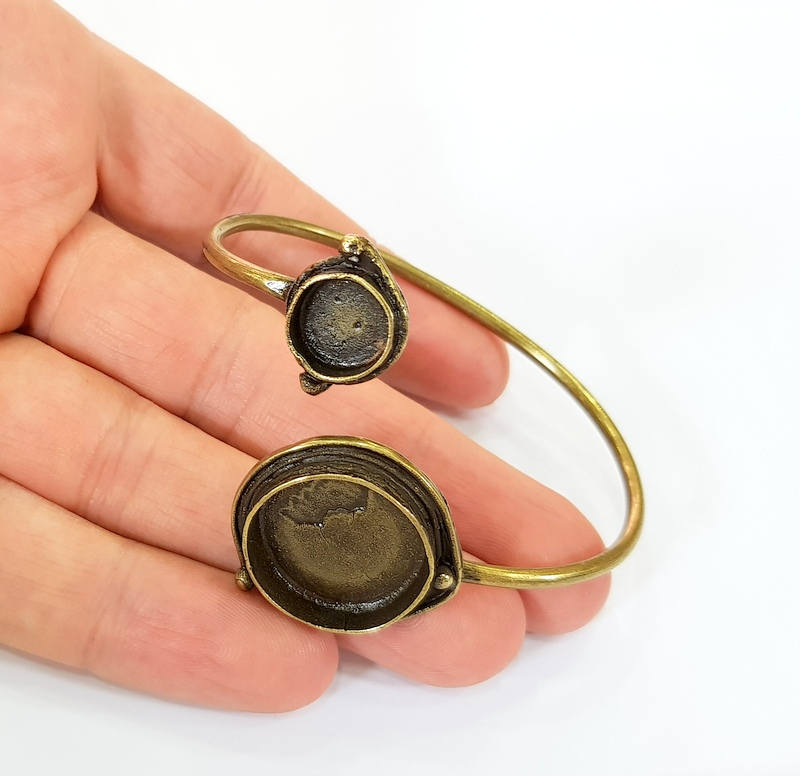 Bracelet Blanks Bangle Blanks Cuff Blanks Adjustable Bracelet Blank Antique Bronze Plated Brass ( 20mm and 10mm Blanks ) G7717