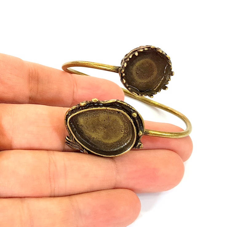 Bracelet Blanks Bangle Blanks Cuff Blanks Adjustable Bracelet Blank Antique Bronze Plated Brass ( 25x18mm and 16mm Blanks ) G7718