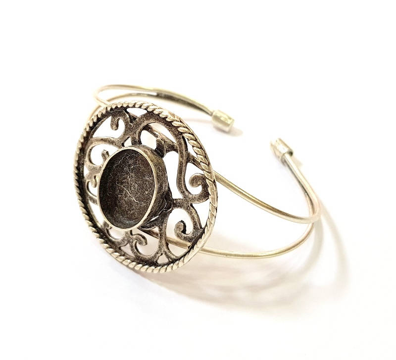 Silver Bracelet Blanks Bangle Blanks Cuff Blanks Adjustable Bracelet Blank Antique Silver Plated Brass ( 18x13mm Blanks ) G7727