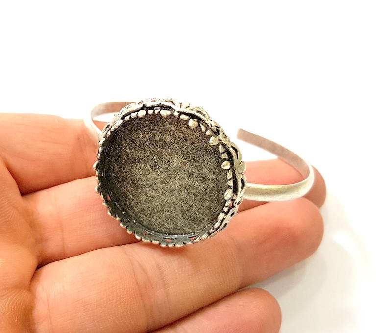 Silver Bracelet Blanks Bangle Blanks Cuff Blanks Adjustable Bracelet Blank Antique Silver Plated Brass ( 30mm Blanks ) G7728