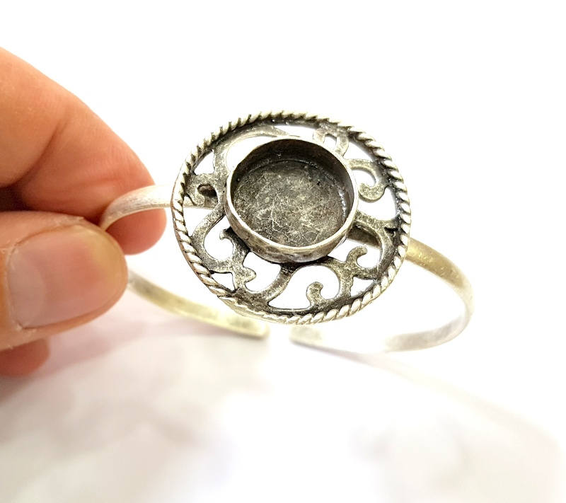 Silver Bracelet Blanks Bangle Blanks Cuff Blanks Adjustable Bracelet Blank Antique Silver Plated Brass ( 16mm Blanks ) G7732