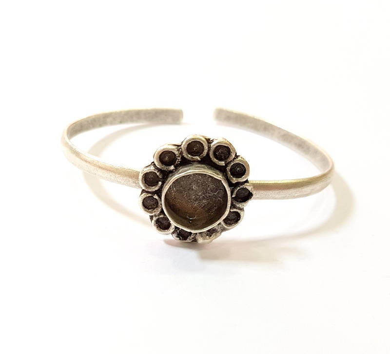 Silver Bracelet Blanks Bangle Blanks Cuff Blanks Adjustable Bracelet Blank Antique Silver Plated Brass ( 10mm Blanks ) G7733