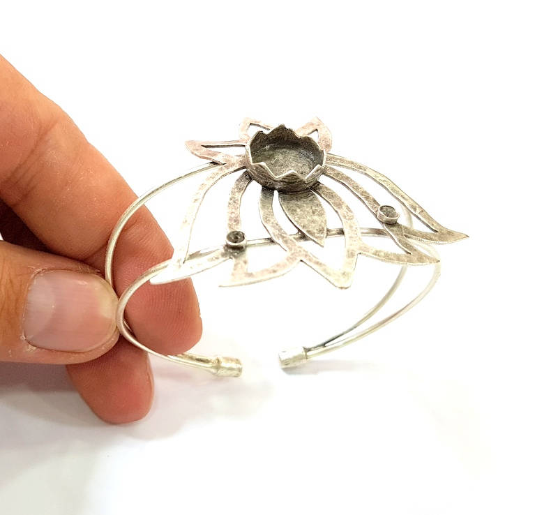 Silver Bracelet Blanks Bangle Blanks Cuff Blanks Adjustable Bracelet Blank Antique Silver Plated Brass ( 12mm and 3mm Blanks ) G7739