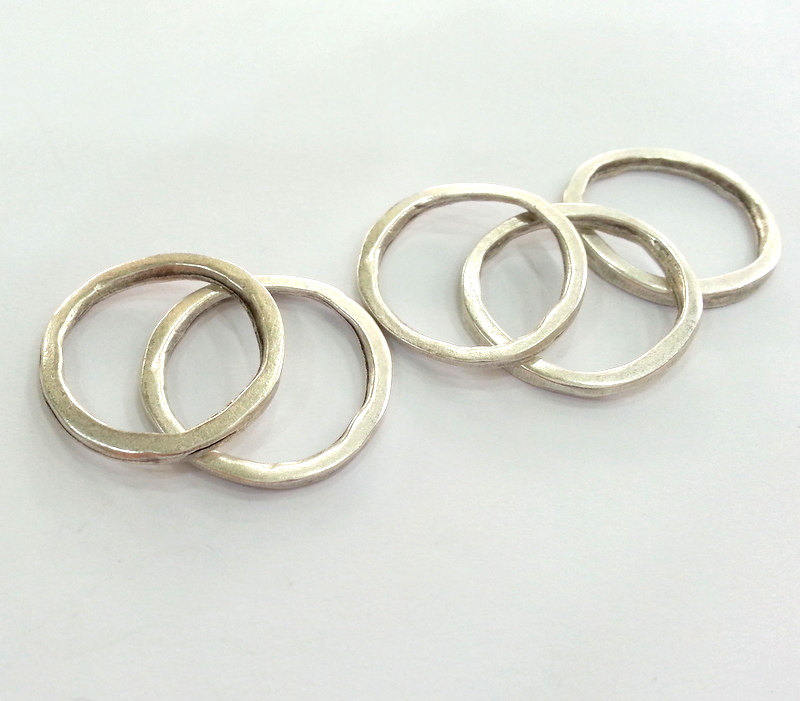 30 Circle Connector Antique Silver Plated Round Connector ,Findings  (22 mm) G10984