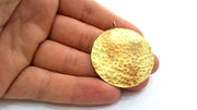 Hammered Round Pendant  (35mm)  Antique Raw  Brass   G9223