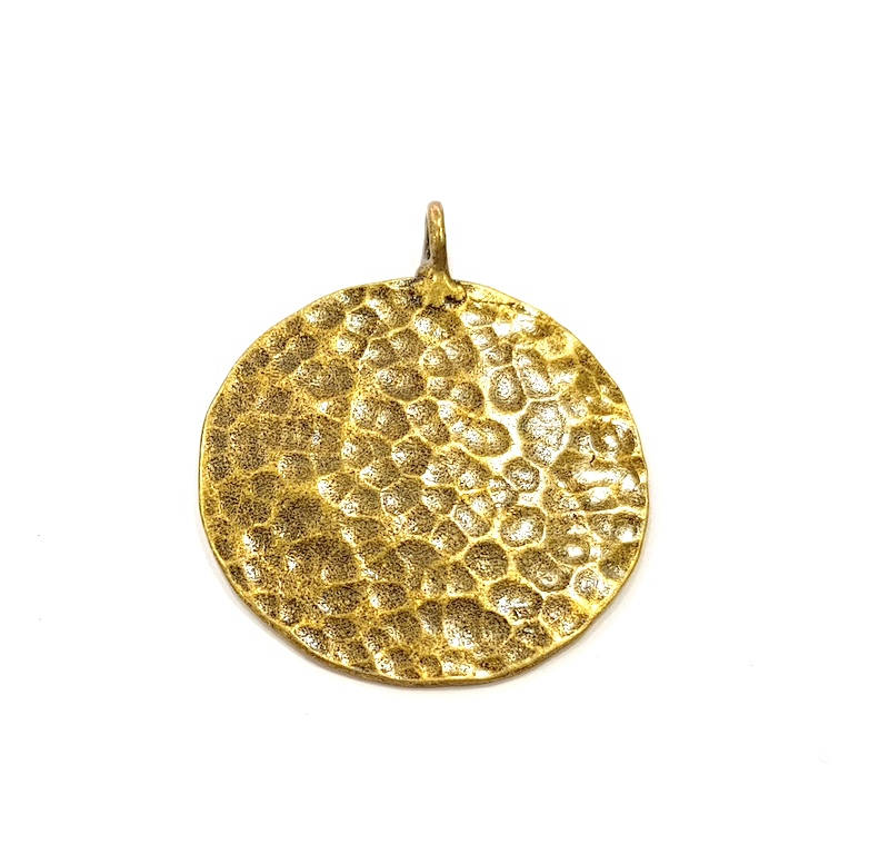 Antique Bronze Hammered Pendant Antique Bronze Plated Brass (30mm) G7750