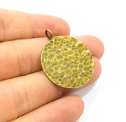 Antique Bronze Hammered Pendant Antique Bronze Plated Brass (30mm) G7750