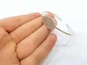 Adjustable Bracelet Blank Findings (25x18mm  Blank) , Antique Silver Plated Brass G5789