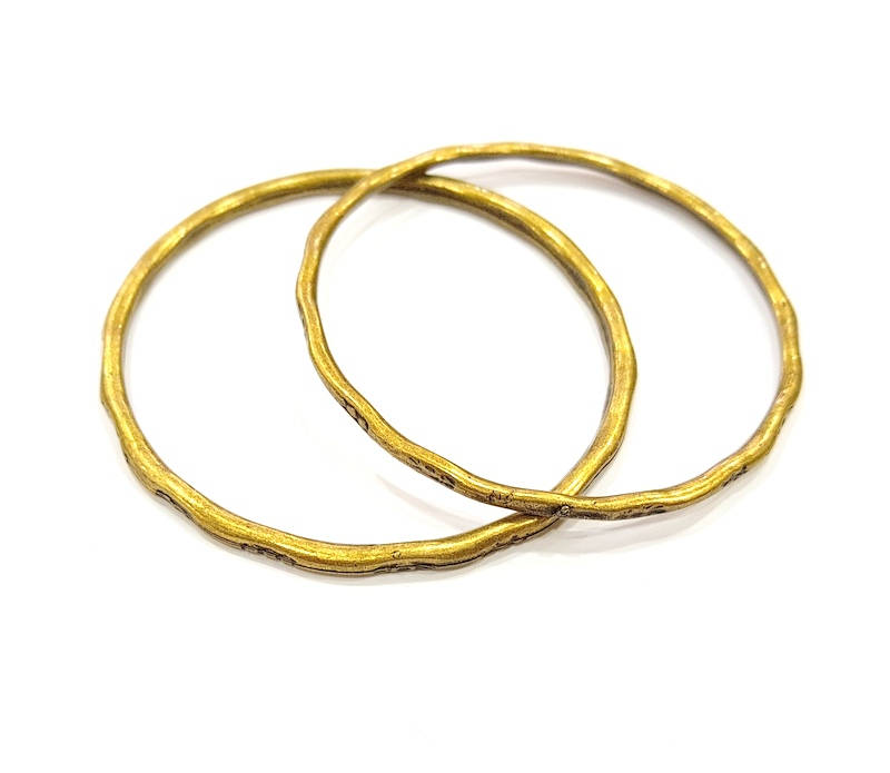 2 Antique Bronze Large Circle Connector Pendant (68mm) G7757