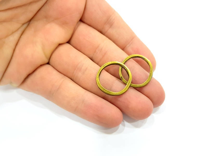 10 Pcs Antique Bronze Circle Connector Pendant (22mm) G7745