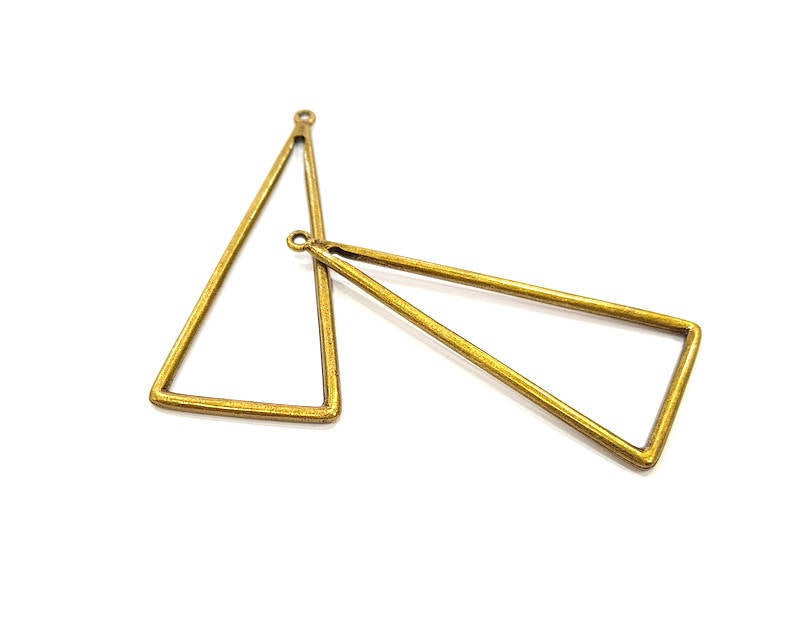 10 Triangle Charm Antique Bronze Pendant Antique Bronze Triangle Pendant (65x25mm) G7756