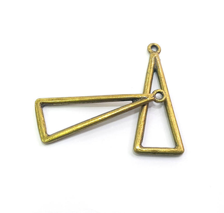 4 Triangle Charm Antique Bronze Pendant Antique Bronze Triangle Pendant (40x15mm) G7760