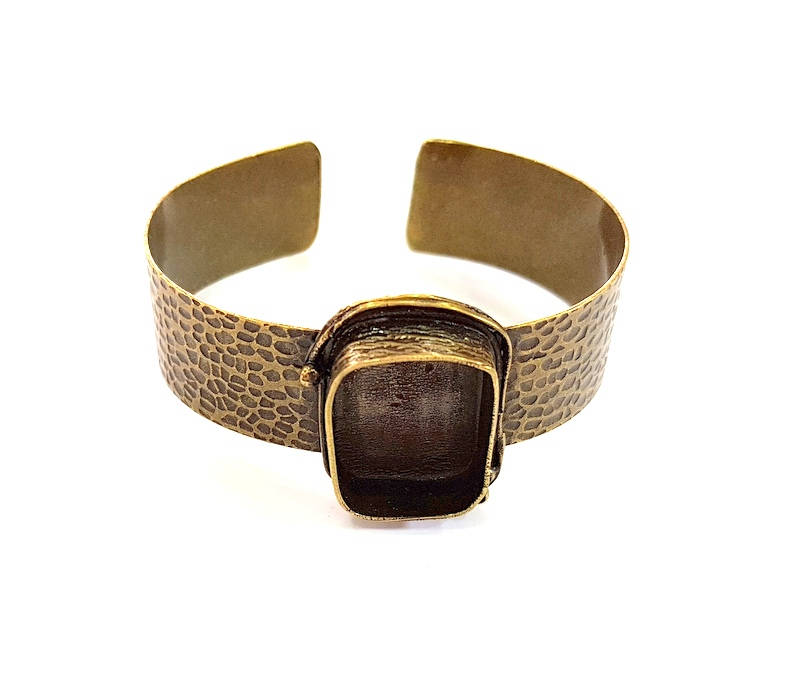Hammered Bracelet Blanks Bangle Blanks Cuff Blanks Adjustable Bracelet Blank Antique Bronze Plated Brass (25x18mm Blanks) G7763