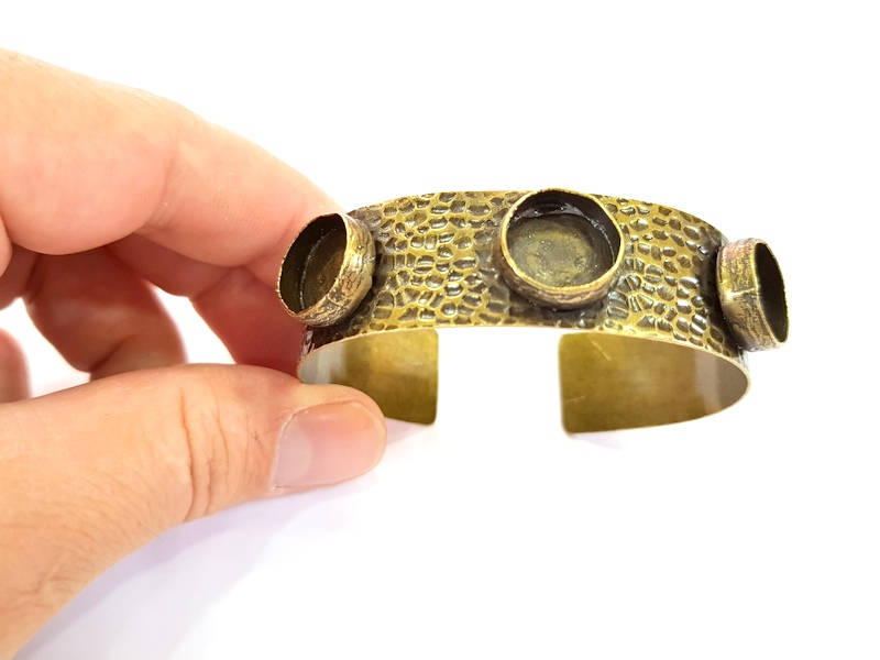 Bracelet Blanks Bangle Blanks Hammered Cuff Blanks Adjustable Bracelet Blank Antique Bronze Plated Brass (14mm Blanks) G7764