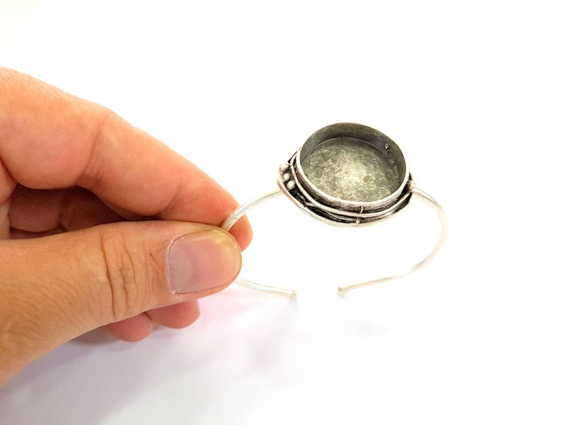 Silver Bracelet Blanks Bangle Blanks Cuff Blanks Adjustable Bracelet Blank Antique Silver Plated Brass ( 24mm Blanks ) G9555