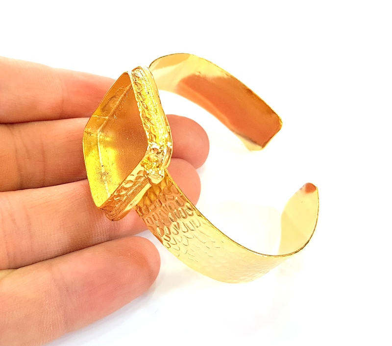 Gold Bangle Blanks Bracelet Blanks Hammered Cuff Blanks Adjustable Bracelet Blank Gold Plated Brass (25x25mm Blanks ) G7779