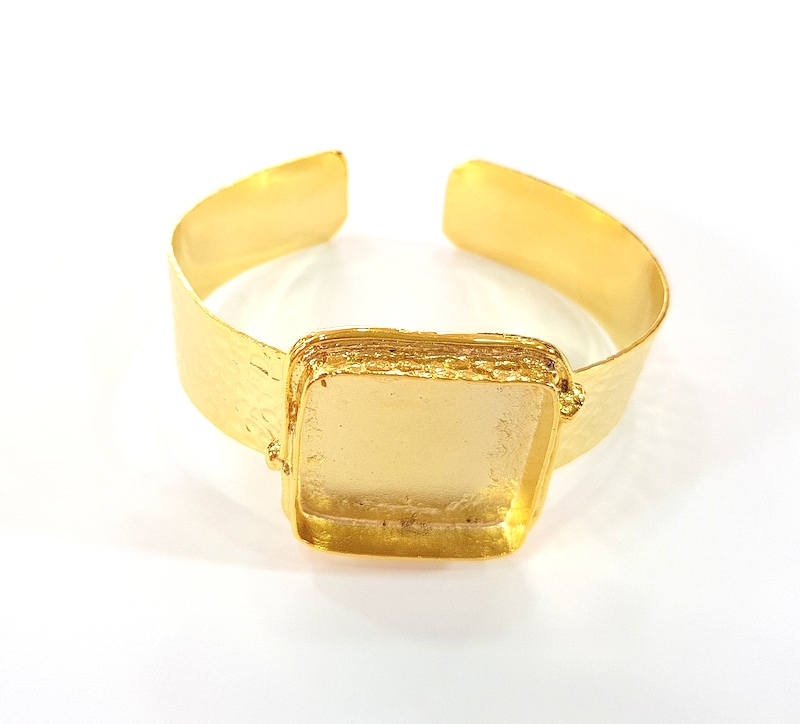 Gold Bangle Blanks Bracelet Blanks Hammered Cuff Blanks Adjustable Bracelet Blank Gold Plated Brass (25x25mm Blanks ) G7779