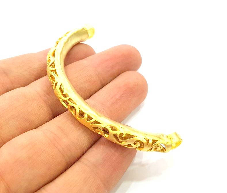 Gold Bangle Component Bracelet Components Pendant, Gold Plated Brass G7784