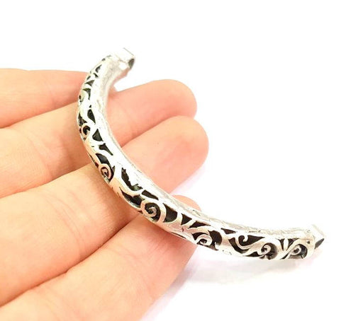 Silver Bangle Component Bracelet Components Pendant Antique Silver Plated Brass G13357