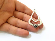 2 Silver Pendant Antique Silver Plated Pendants (50x32mm)  G15543