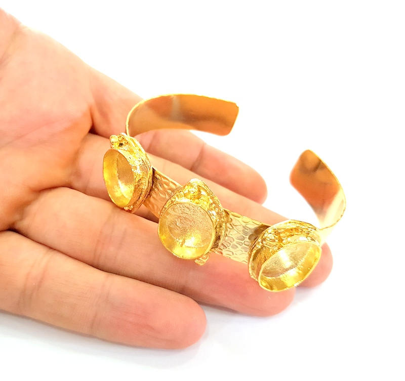 Gold Bangle Blanks Bracelet Blanks Hammered Cuff Blanks Adjustable Bracelet Blank Gold Plated Brass (18x13mm Blanks ) G7786