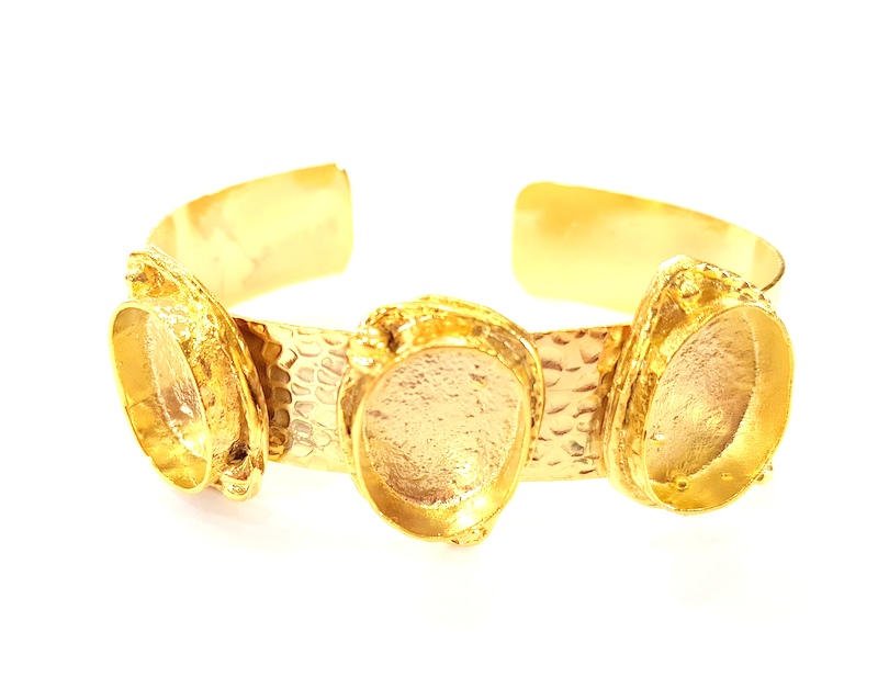 Gold Bangle Blanks Bracelet Blanks Hammered Cuff Blanks Adjustable Bracelet Blank Gold Plated Brass (18x13mm Blanks ) G7786