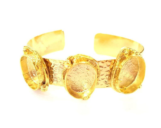 Gold Bangle Blanks Bracelet Blanks Hammered Cuff Blanks Adjustable Bracelet Blank Gold Plated Brass (18x13mm Blanks ) G7786