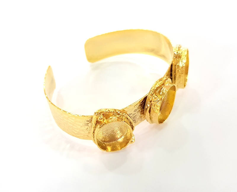 Gold Bangle Blanks Bracelet Blanks Hammered Cuff Blanks Adjustable Bracelet Blank Gold Plated Brass (18x13mm Blanks ) G7786