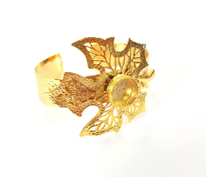 Gold Bangle Blanks Bracelet Blanks Hammered Cuff Blanks Adjustable Bracelet Blank Gold Plated Brass (14mm Blanks ) G7787