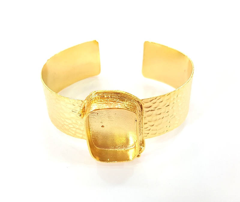 Gold Bangle Blanks Bracelet Blanks Hammered Cuff Blanks Adjustable Bracelet Blank Gold Plated Brass (25x18mm Blanks ) G7788