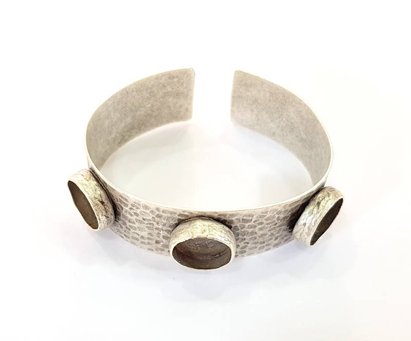 Bracelet Blanks Bangle Blanks Cuff Blanks Adjustable Hammered Bracelet Blank Antique Silver Plated Brass ( 14mm Blanks ) G15413