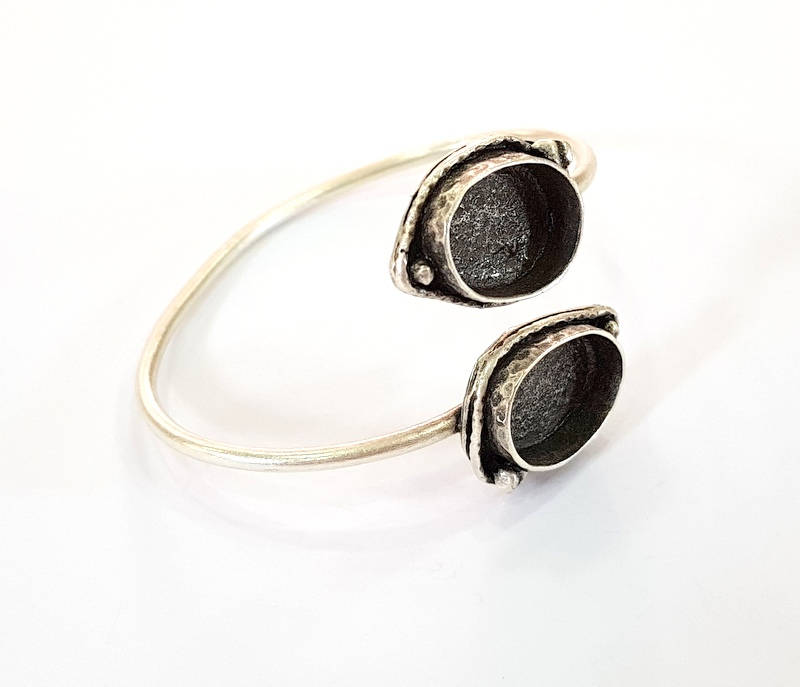 Bracelet Blanks Bangle Blanks Cuff Blanks Adjustable Bracelet Blank Antique Silver Plated Brass ( 18x13mm Blanks ) G7802
