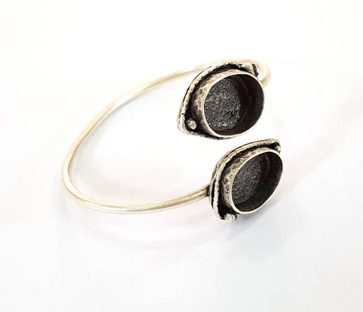Bracelet Blanks Bangle Blanks Cuff Blanks Adjustable Bracelet Blank Antique Silver Plated Brass ( 18x13mm Blanks ) G7802