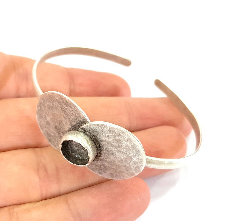 Bracelet Blanks Bangle Blanks Cuff Blanks Adjustable Bracelet Blank Antique Silver Plated Brass ( 10mm Blanks ) G7803