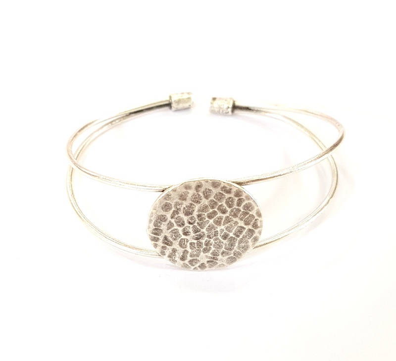 Bracelet Blanks Bangle Blanks Cuff Blanks Adjustable Bracelet Blank Antique Silver Plated Brass ( 22mm Blanks ) G7804