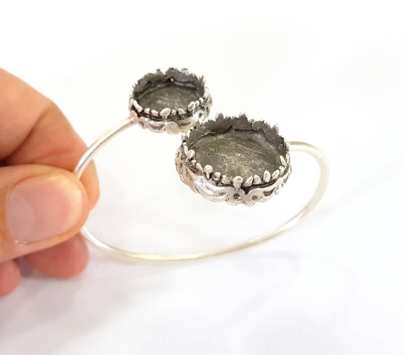 Bracelet Blanks Bangle Blanks Cuff Blanks Adjustable Bracelet Blank Antique Silver Plated Brass ( 20mm and 16mm Blanks ) G7805