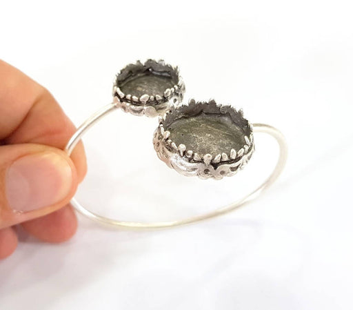 Bracelet Blanks Bangle Blanks Cuff Blanks Adjustable Bracelet Blank Antique Silver Plated Brass ( 20mm and 16mm Blanks ) G7805